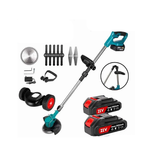 Débroussailleuse bleu turquoise puissante pour éliminer facilement herbes hautes et broussailles