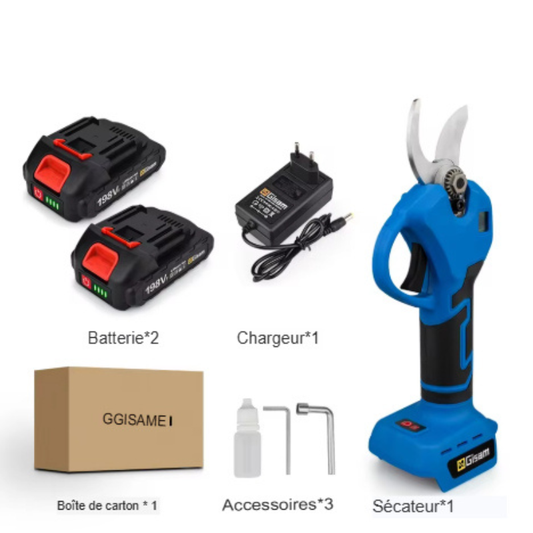 Sécateur bleu avec affichage numérique Fini les Mains Fatiguées – Passez au Sécateur Sans Effort